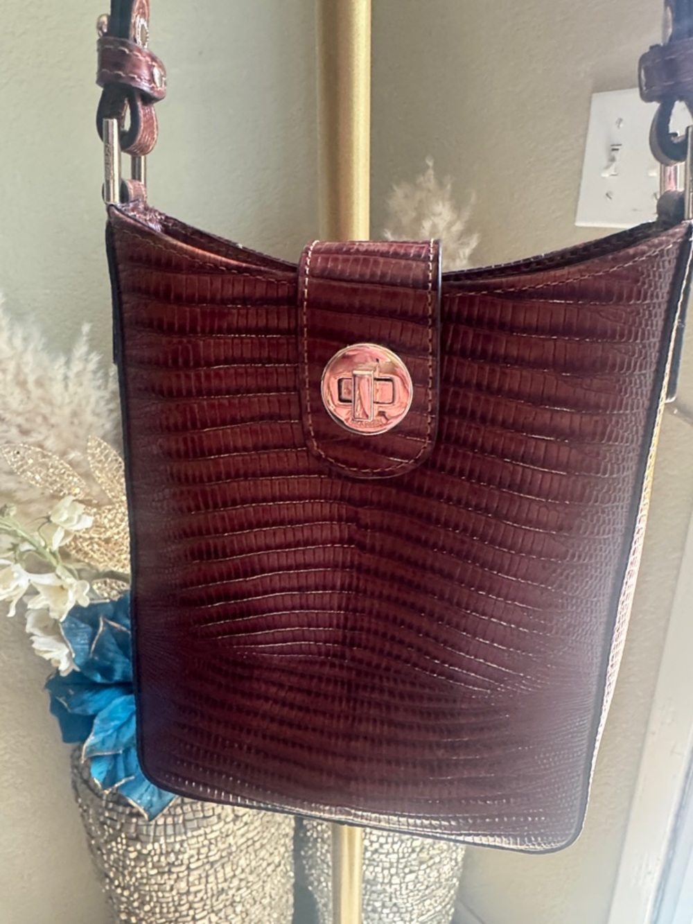 Brahmin snake print chestnut brown Crossbody